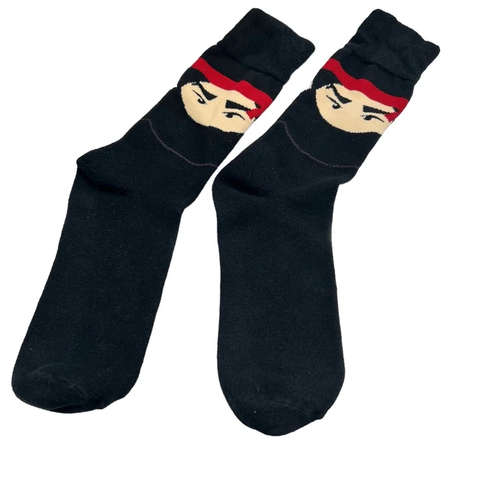 MEN'S NINJA NOVELTY BLACK CREW SOCKS